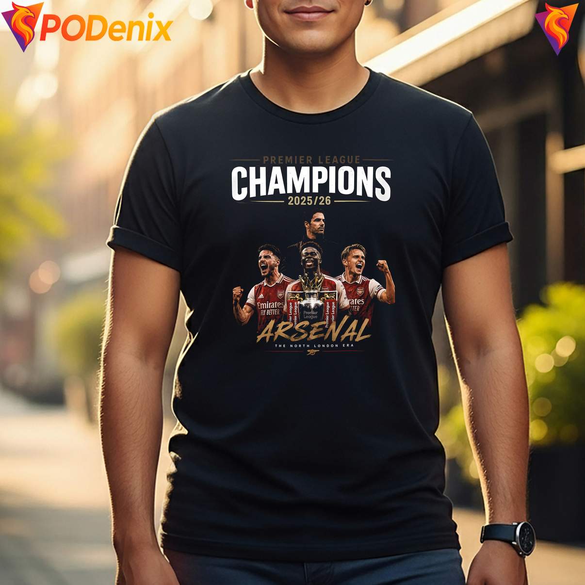 Arsenal 2026 Champions Tee Premier League Trophy Fan Graphic For Mens Arsenal 2026 Champions Tee Premier League Trophy Fan Graphic For Mens