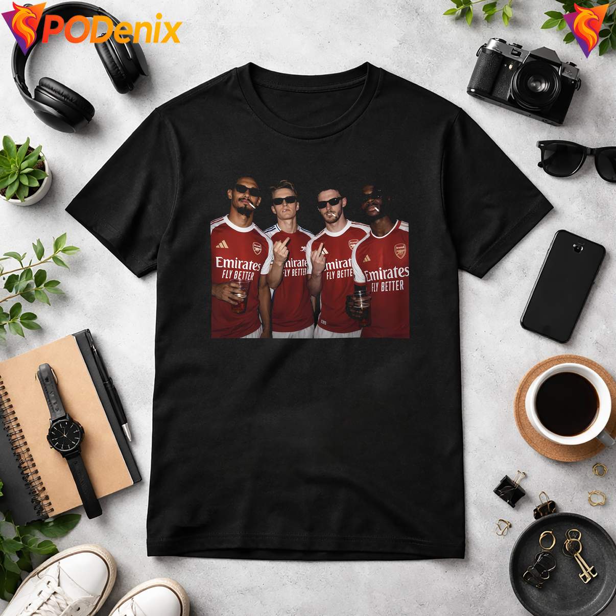 Arsenal Players Party T-Shirt 2026 Champions Sunglasses Graphic For Mens Arsenal Players Party T-Shirt 2026 Champions Sunglasses Graphic For Mens