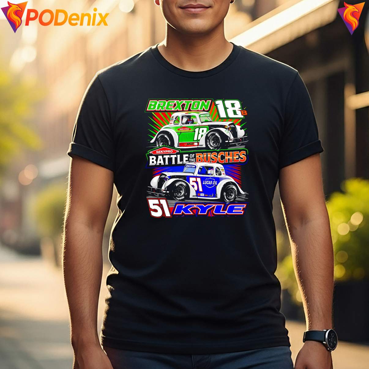 Battle Of The Bushes Racing T-Shirt Kyle Vs Brexton Busch Graphic For Mens Battle Of The Bushes Racing T-Shirt Kyle Vs Brexton Busch Graphic For Mens