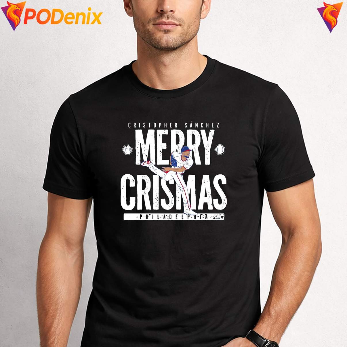Cristopher Sanchez Crismas T-Shirt Baseball Fan Graphic Apparel For Men Cristopher Sanchez Crismas T-Shirt Baseball Fan Graphic Apparel For Men