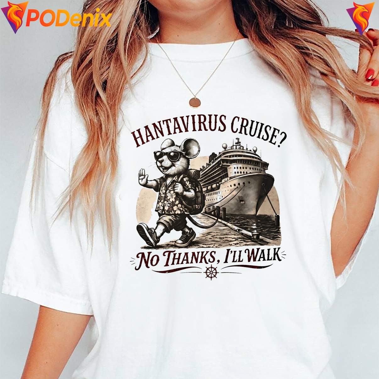 Funny Mouse Hantavirus Cruise T-Shirt No Thanks Ill Walk Graphic For Mens Funny Mouse Hantavirus Cruise T-Shirt No Thanks Ill Walk Graphic For Mens