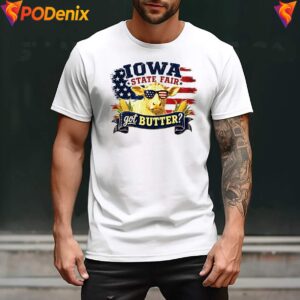 Iowa State Fair Got Butter Cow Shirt 4th Of July American Flag For Men