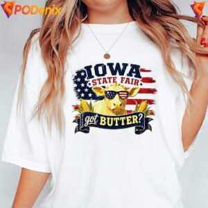 Iowa State Fair Got Butter Cow Shirt 4th Of July American Flag For Men 2