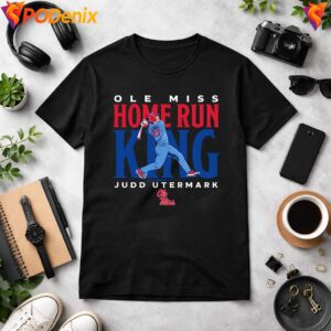 Judd Utermark Ole Miss Fan Shirt Home Run King Baseball Graphic For Men 2