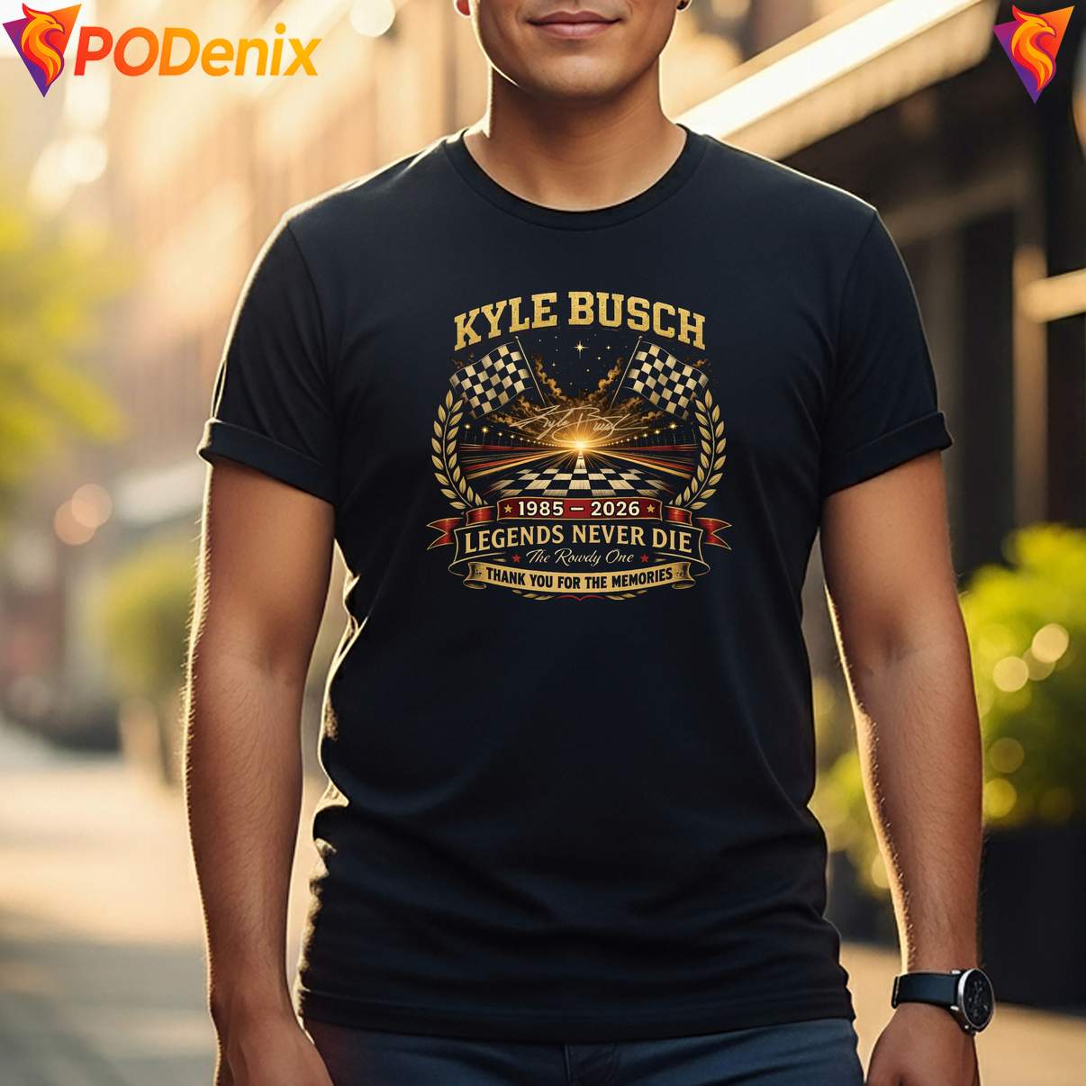 Kyle Busch Memorial Tribute Tshirt The Rowdy One Legends Never Die Mens Kyle Busch Memorial Tribute Tshirt The Rowdy One Legends Never Die Mens
