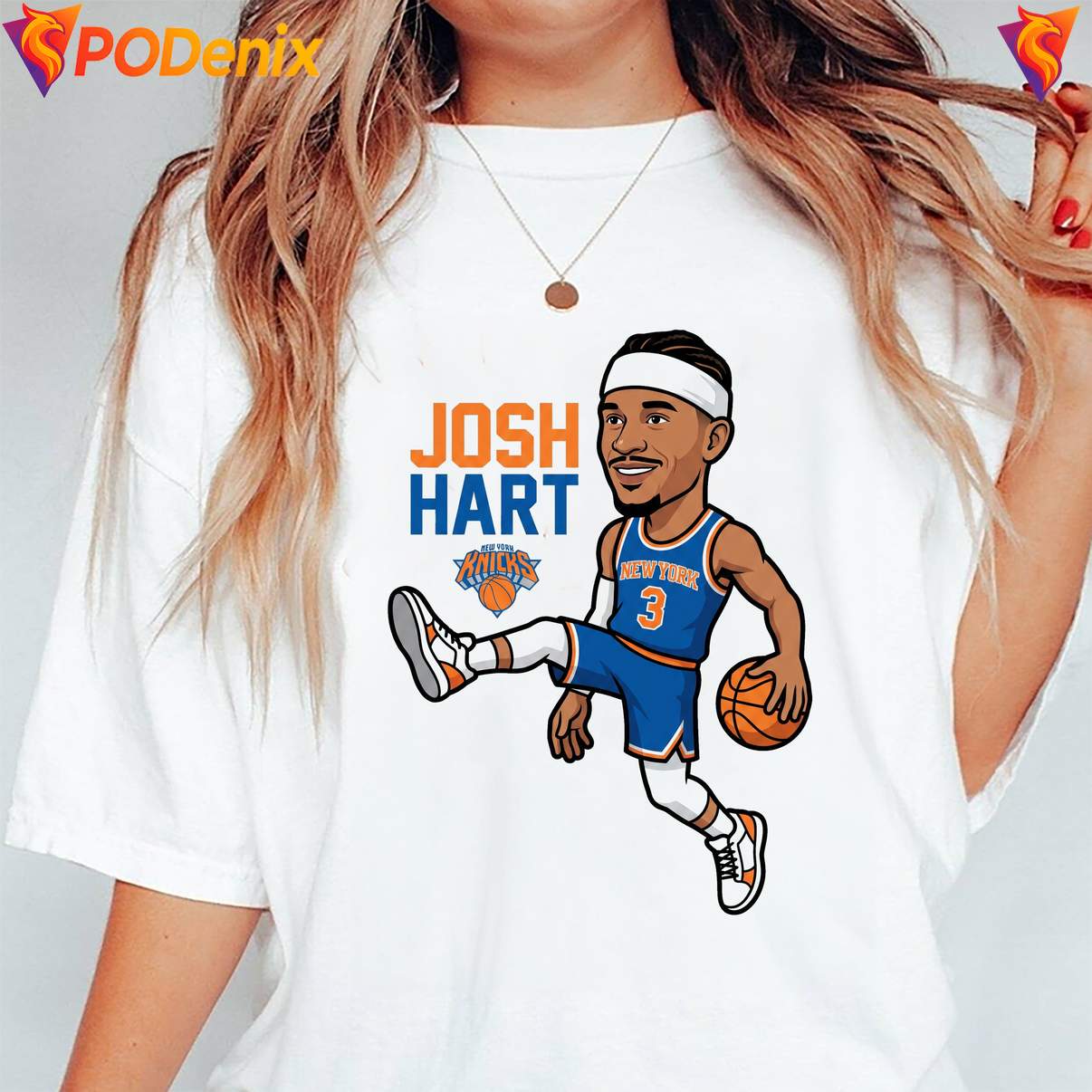 New York Knicks Josh Hart Player T-Shirt Pose Star Basketball Graphic Mens New York Knicks Josh Hart Player T-Shirt Pose Star Basketball Graphic Mens