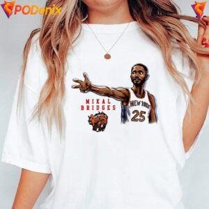 New York Knicks Mikal Bridges Shirt Player Pose Star Basketball For Mens 2