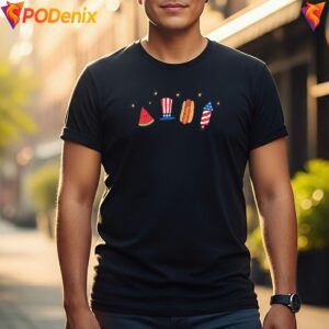 Patriotic Doodle Summer 250th Shirt Watermelon Hotdog Firework For Mens 2