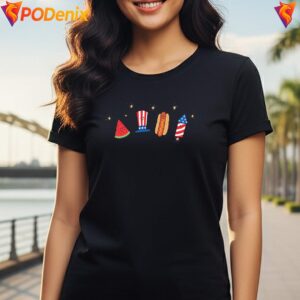 Patriotic Doodle Summer 250th Shirt Watermelon Hotdog Firework For Mens 4