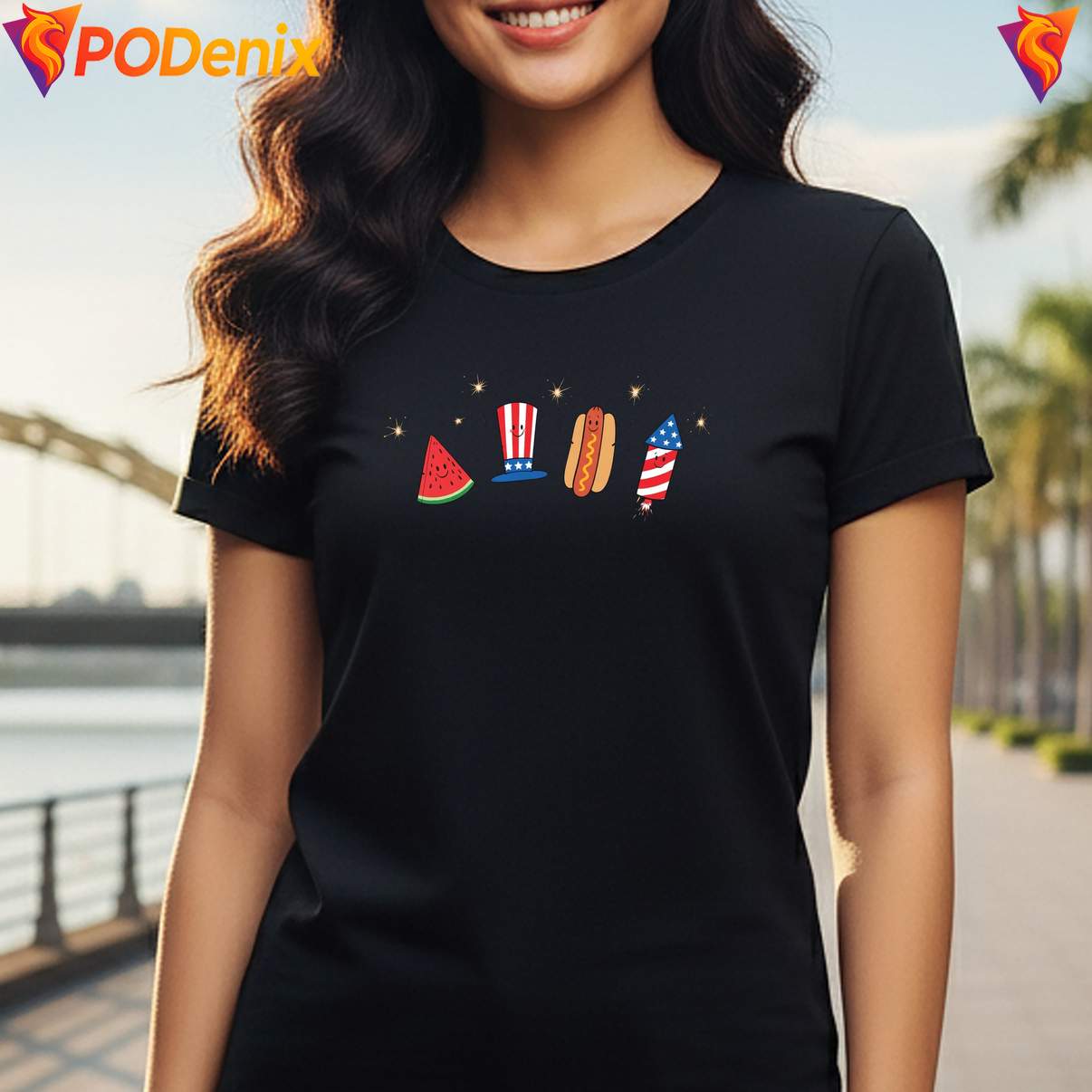 Patriotic Doodle Summer 250th Tee Watermelon Hotdog Firework For Mens Patriotic Doodle Summer 250th Tee Watermelon Hotdog Firework For Mens