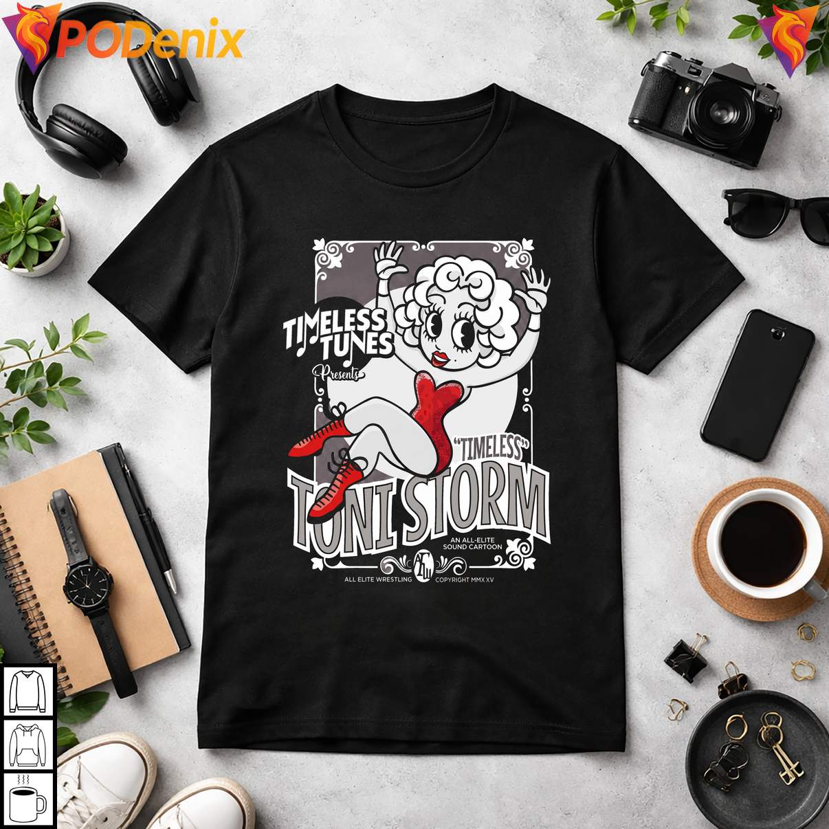 All Elite Sound Toni Storm Shirt Timeless Tunes Cartoon Wrestling Graphic Men