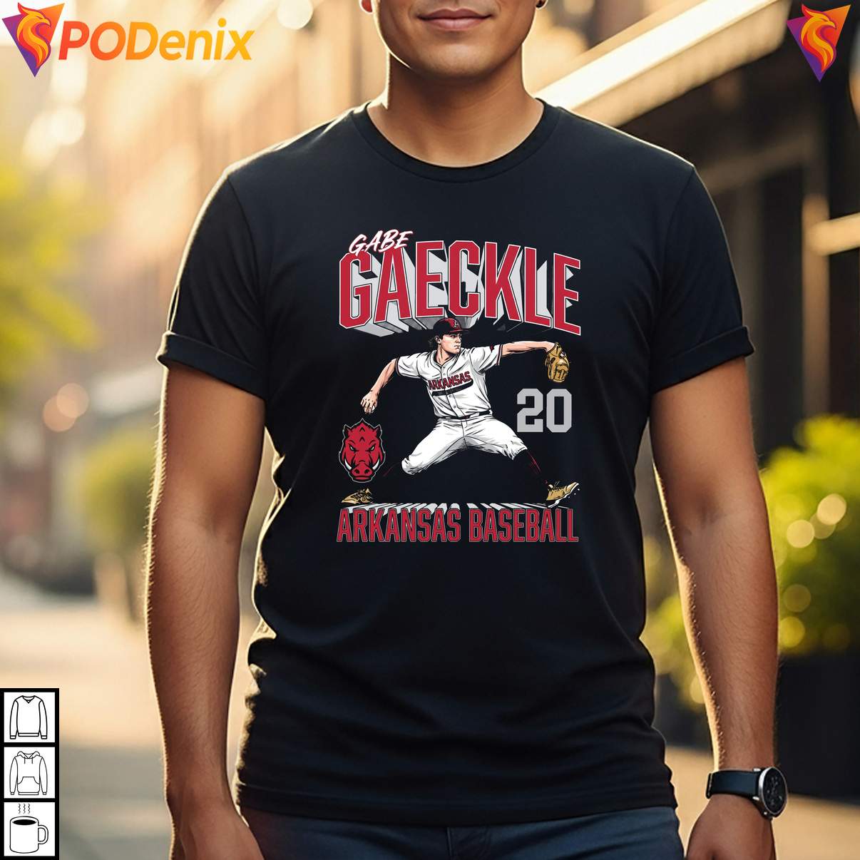 Baseball Illustrated Gabe Gaeckle T-Shirt Arkansas Razorbacks Fan Graphic Mens Baseball Illustrated Gabe Gaeckle T-Shirt Arkansas Razorbacks Fan Graphic Mens