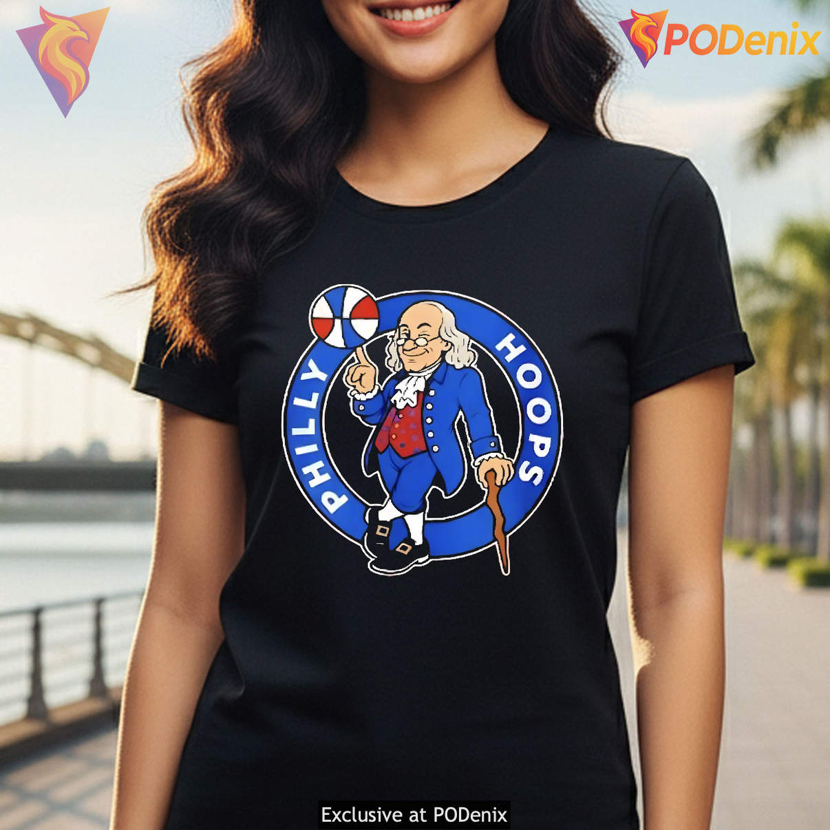Basketball Sports Fan Casual Shirt Graphic Ben Franklin Philly Hoops Mens