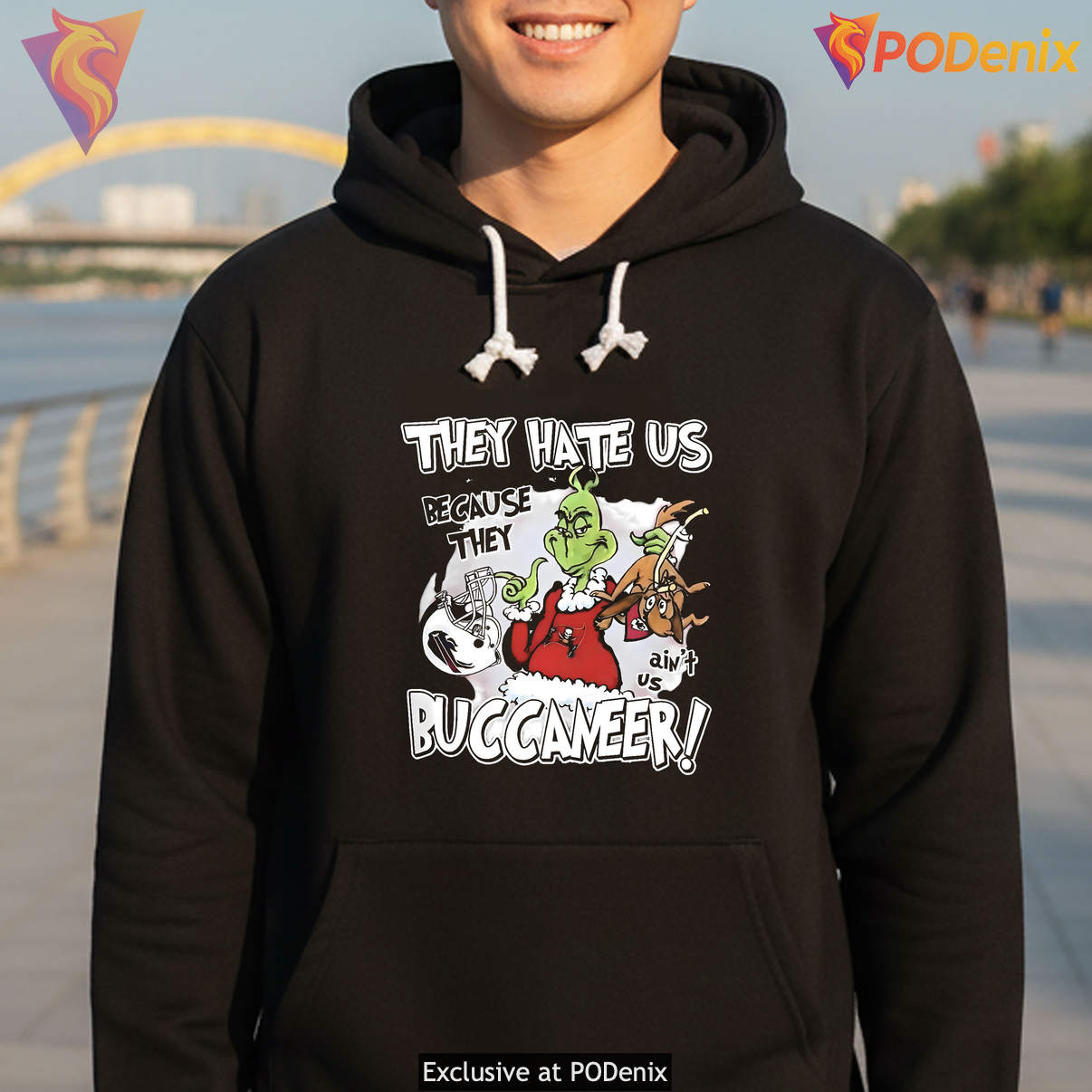 Buccaneers Grinch They Hate Us Shirt Because They Aint Us Funny Graphic Mens