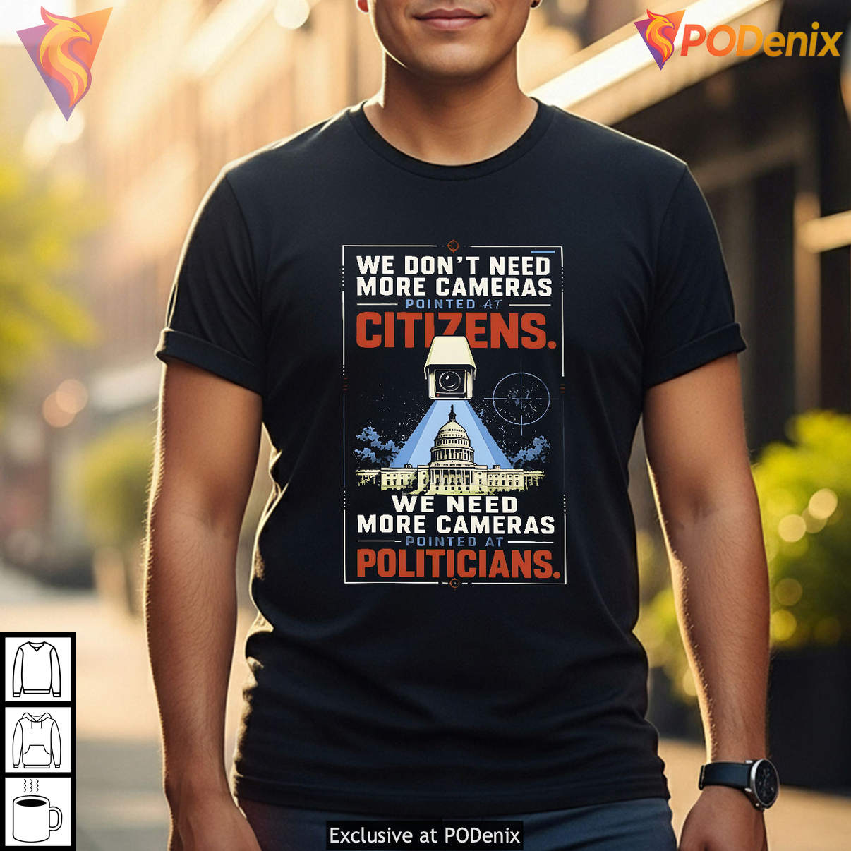 Cameras Pointed At Politicians Funny Political Meme Graphic Casual Shirt
