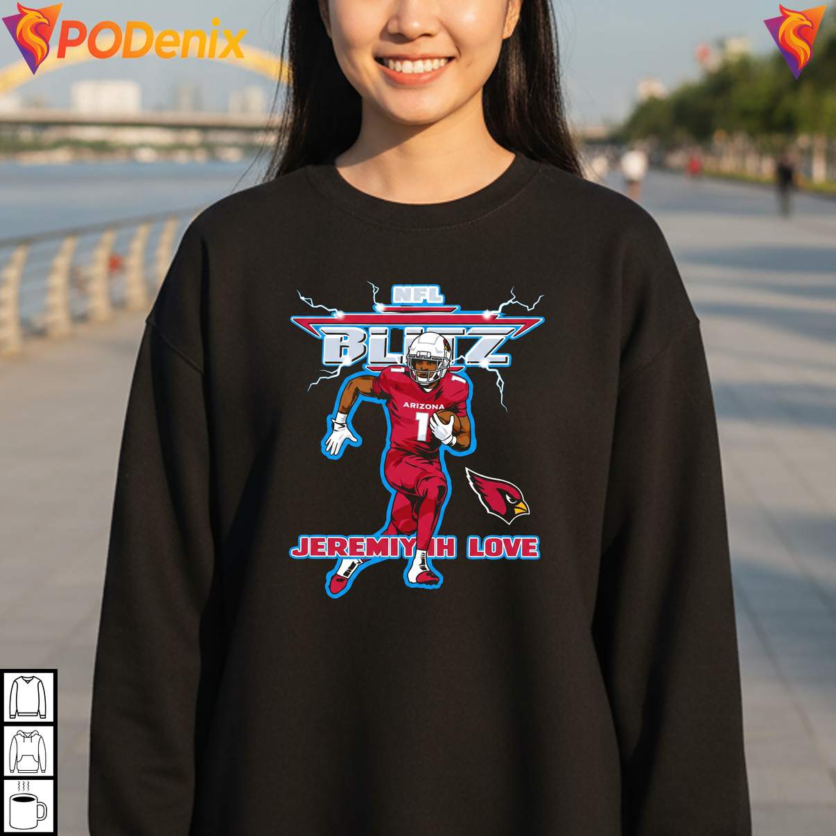 Caricature Arizona Cardinals Shirt NFL Blitz Jeremiyah Love Sports Graphic Men