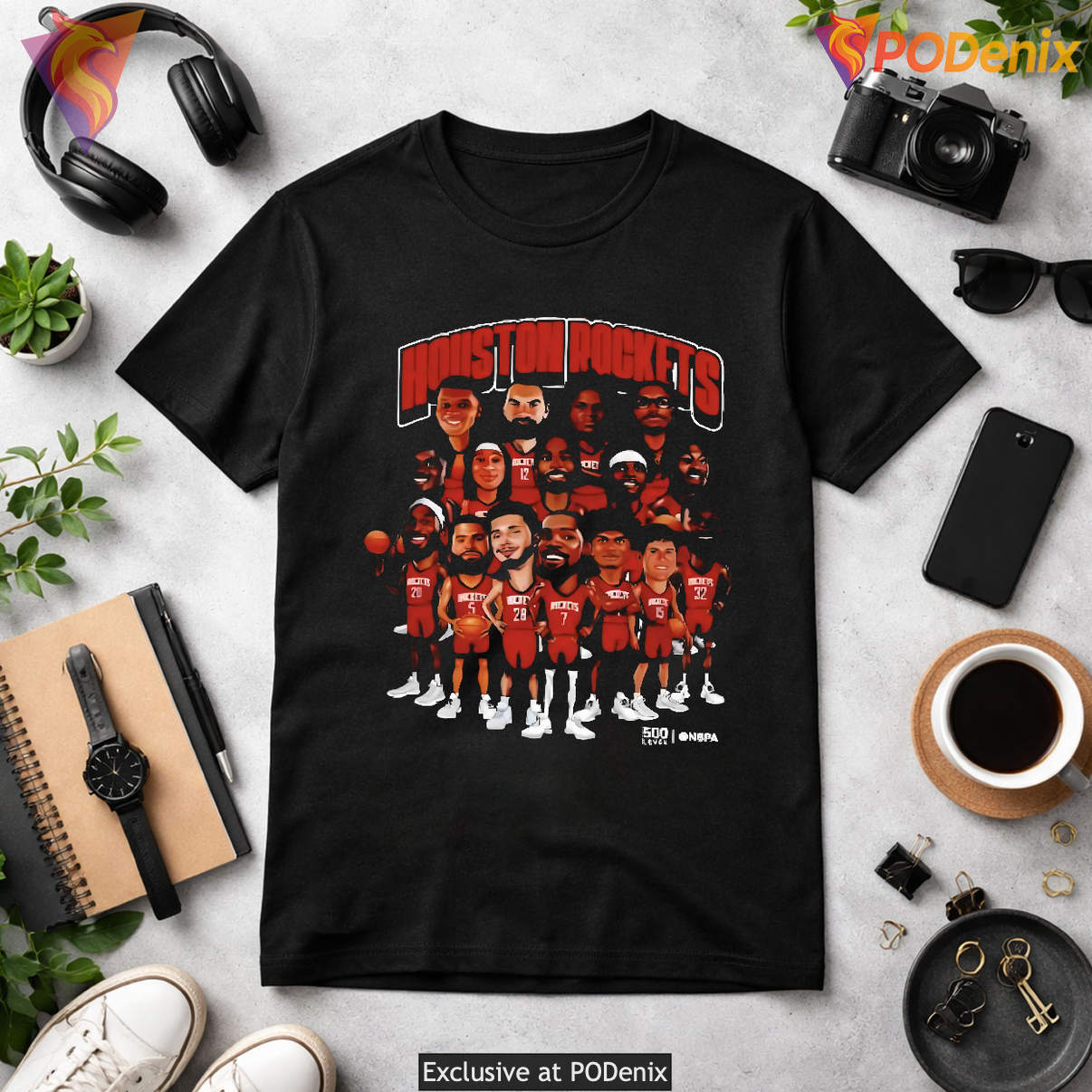 Caricatures Basketball Fan Graphic Shirt Mens Houston Rockets 2026 Playoffs