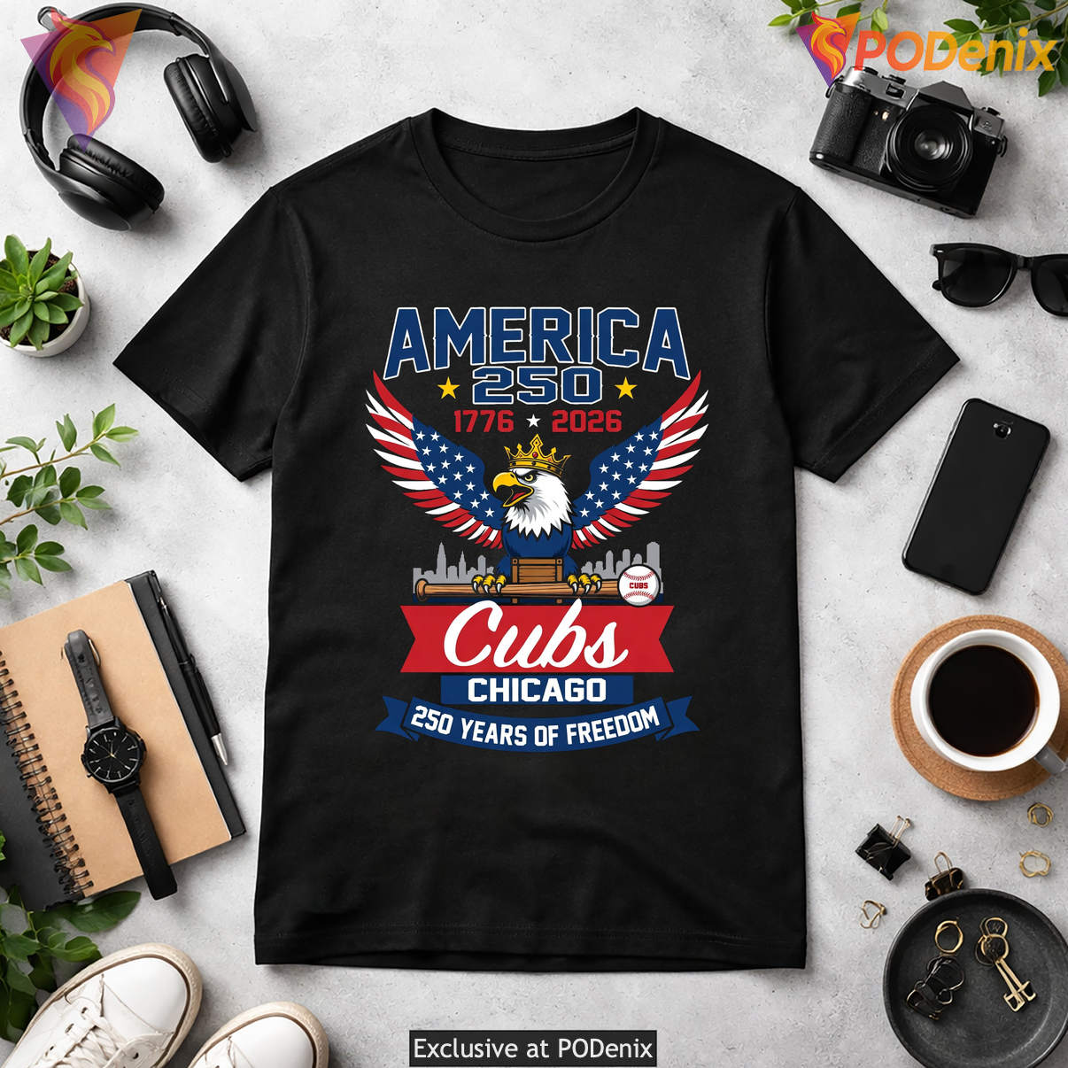 Chicago Cubs Eagle America Shirt 250 Years Freedom 1776 2026 Fan Graphic Art