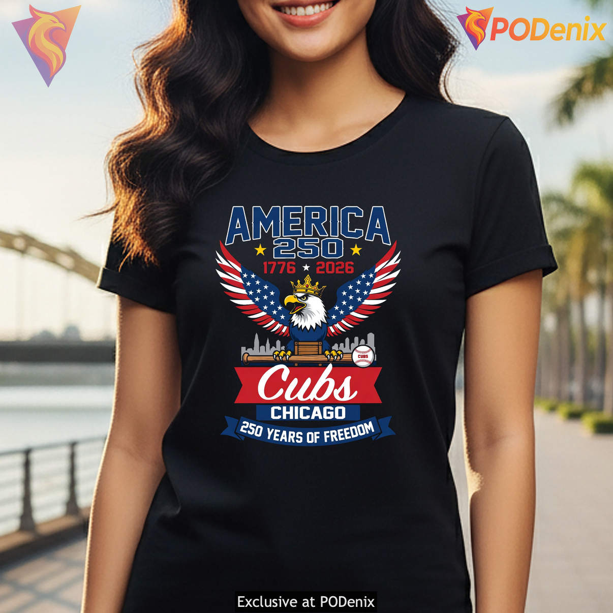 Chicago Cubs Eagle America T-Shirt 250 Years Freedom 1776 2026 Fan Graphic Art Chicago Cubs Eagle America T-Shirt 250 Years Freedom 1776 2026 Fan Graphic Art
