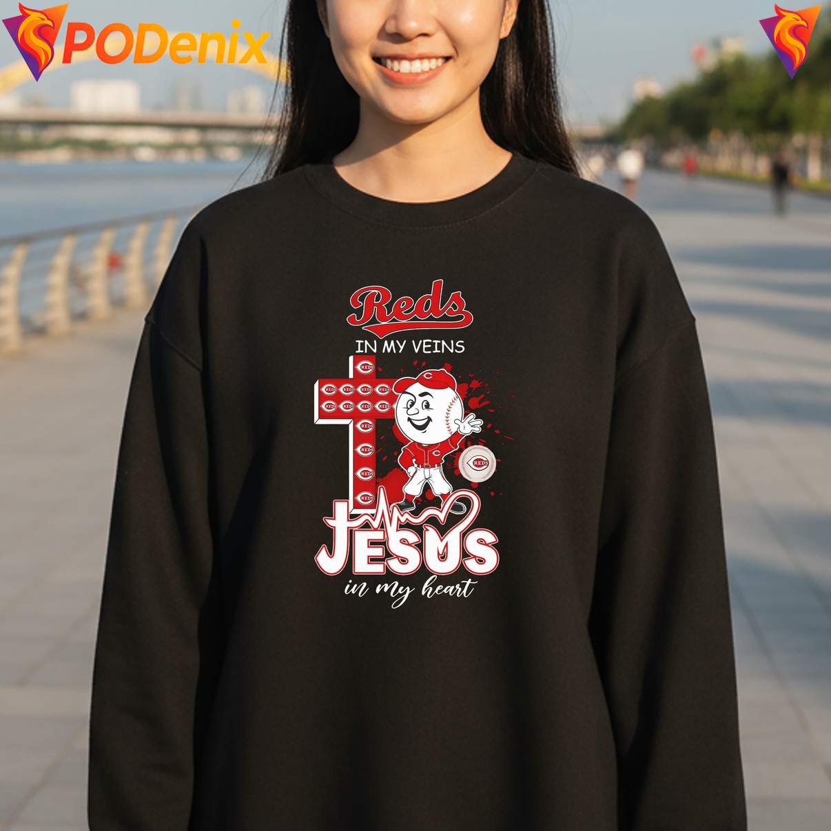 Cincinnati Reds Jesus In My Heart Tee Baseball Mascot Christian Fan Graphic Cincinnati Reds Jesus In My Heart Tee Baseball Mascot Christian Fan Graphic