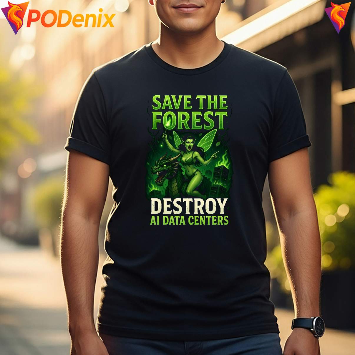Crysta Save The Forest Shirt Destroy AI Data Centers Funny Meme Graphic Men