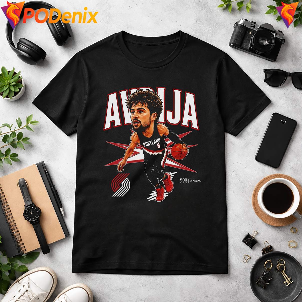 Deni Avdija Portland Blazers T-Shirt Big Head Basketball Fan Graphic Design Mens Deni Avdija Portland Blazers T-Shirt Big Head Basketball Fan Graphic Design Mens