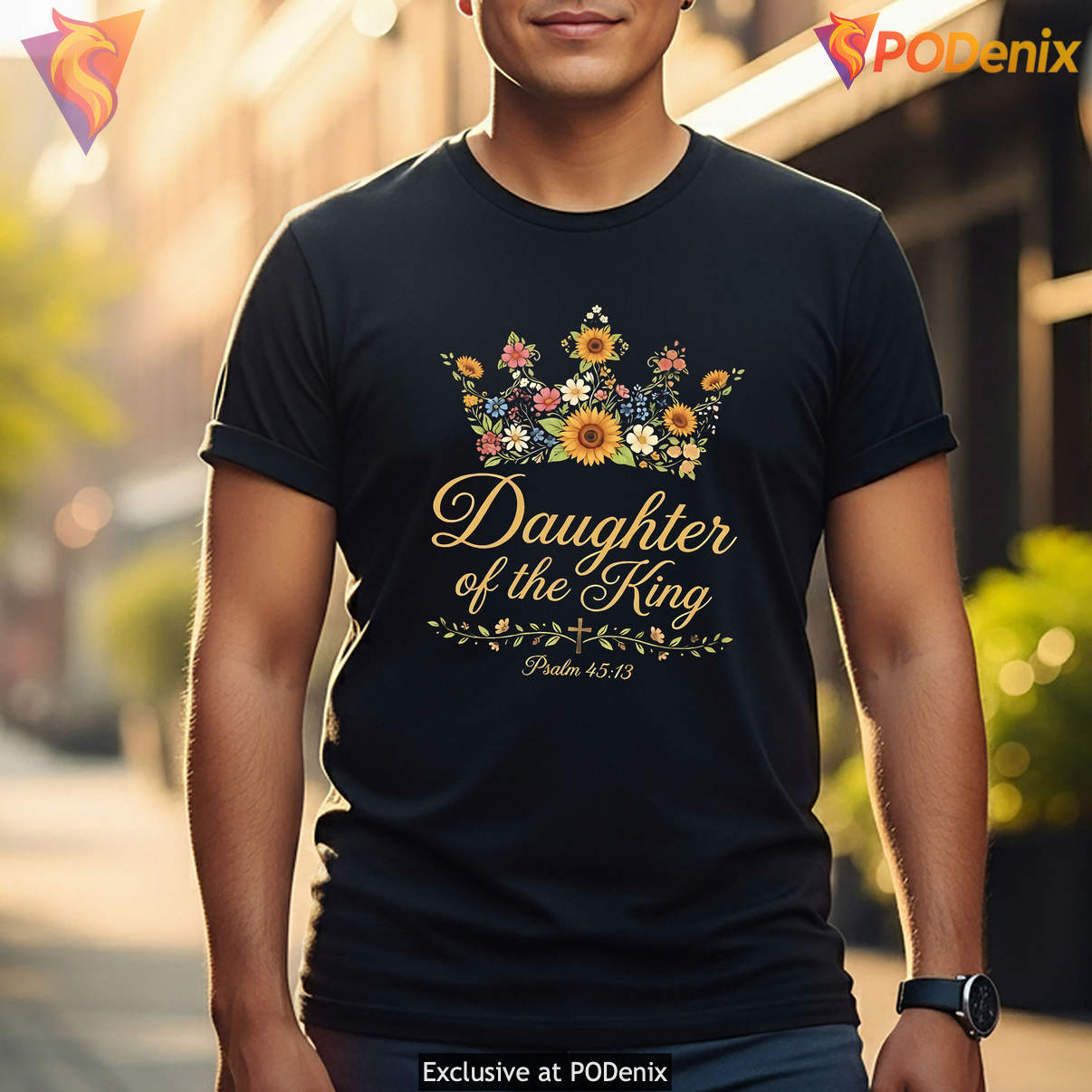Floral Crown Daughter Of The King Shirt Christian Religious Graphic Womens
