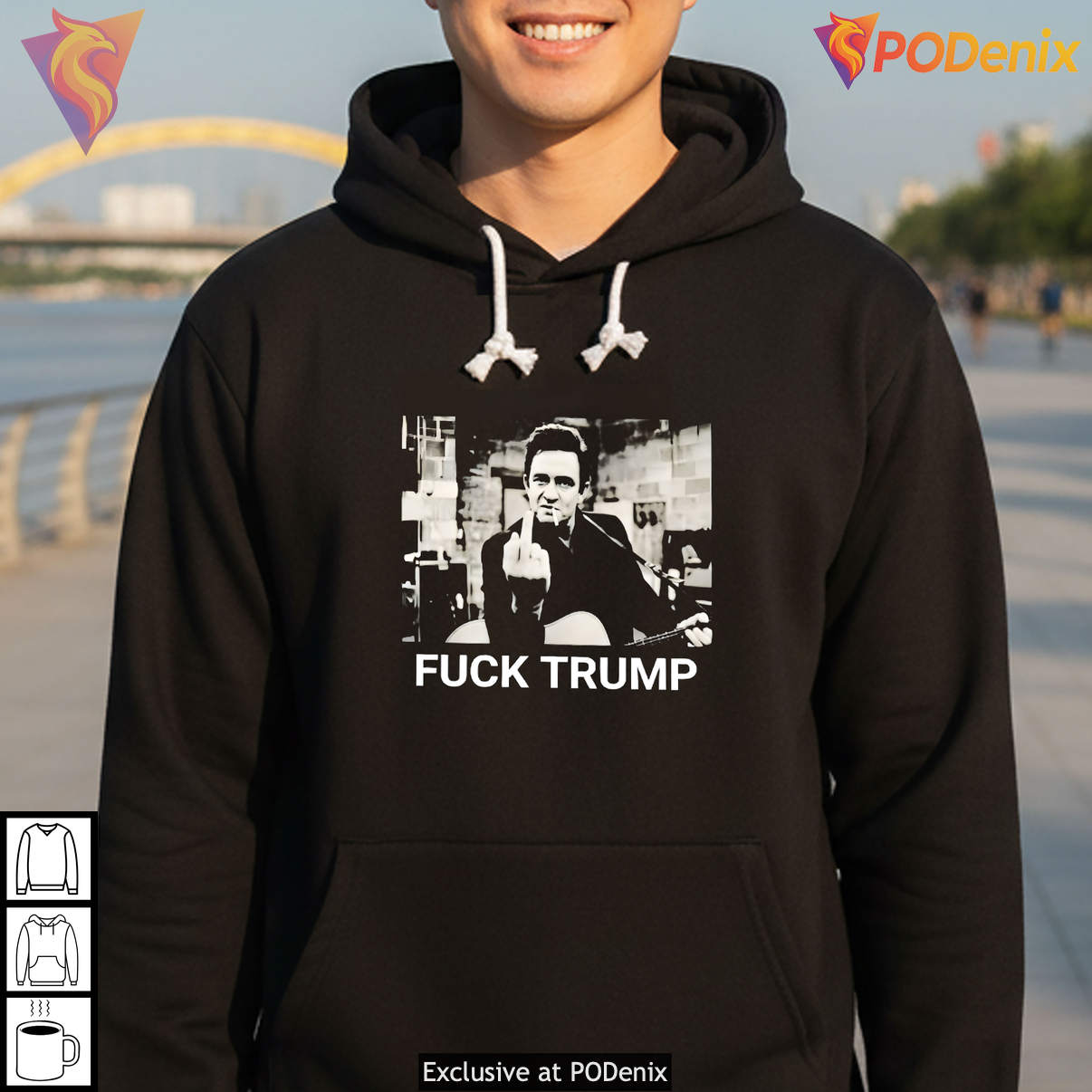 Fuck Trump Johnny Cash Funny Political Campaign Meme Graphic Fan Shirt Apparel