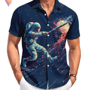 Funny Astronaut Beach Hawaiian Shirt 2026 Graphic Tropical Casual Vacation Gear