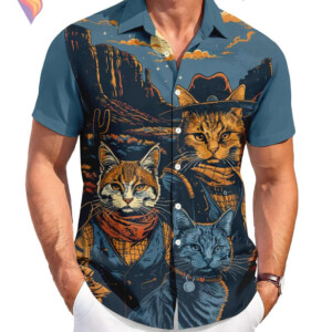 Funny Cat Beach Hawaiian Shirt 2026 Graphic Tropical Casual Vacation Apparel