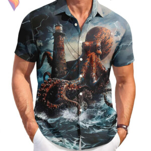 Funny Octopus Beach Hawaiian Shirt 2026 Graphic Tropical Casual Summer Apparel