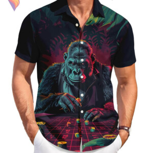 Gambling Orangutan Tropical Hawaiian Shirt 2026 Funny Casual Beach Vacation Gear