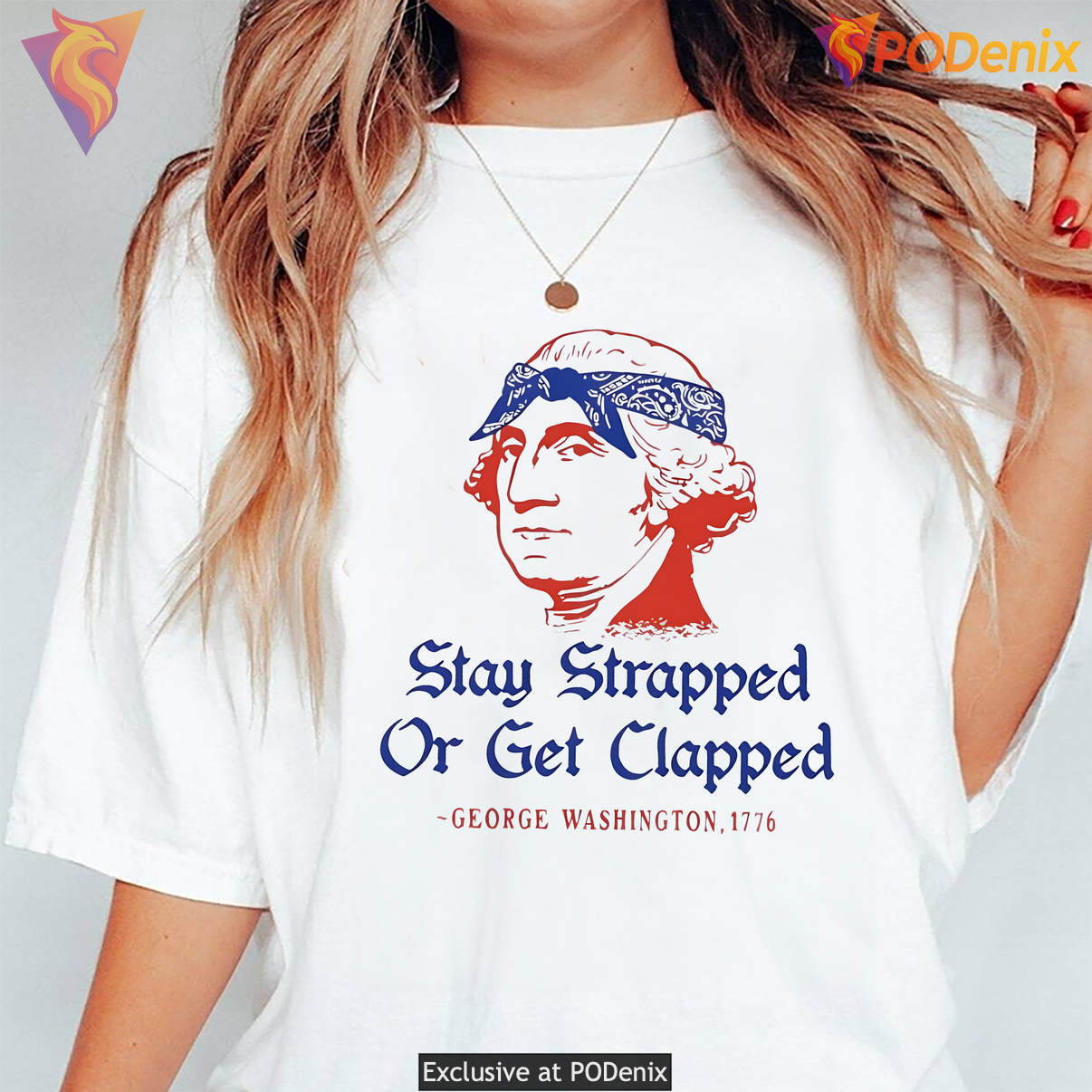 George Washington Stay Strapped Shirt Or Get Clapped 1776 Meme Graphic Mens