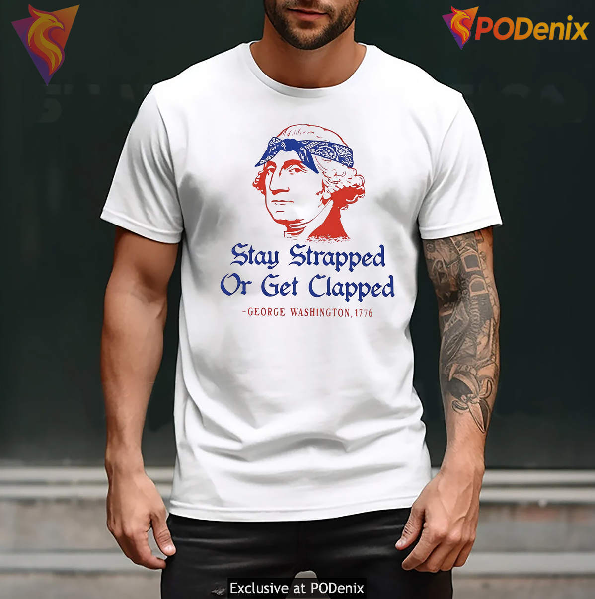 George Washington Stay Strapped T-Shirt Or Get Clapped 1776 Meme Graphic Mens George Washington Stay Strapped T-Shirt Or Get Clapped 1776 Meme Graphic Mens
