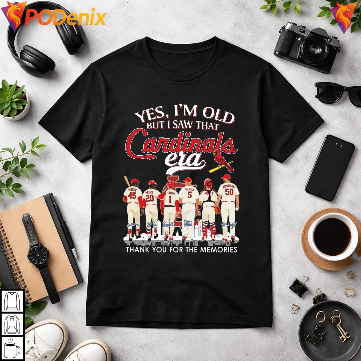 Gibson Legends Cardinals Era T-Shirt Im Old But I Saw That Signatures Graphic Gibson Legends Cardinals Era T-Shirt Im Old But I Saw That Signatures Graphic