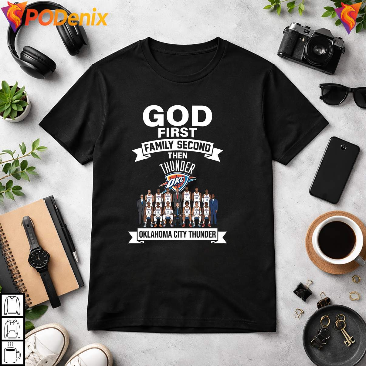 God First Family Second Thunder Tee Mark Daigneault Signatures Graphic Mens God First Family Second Thunder Tee Mark Daigneault Signatures Graphic Mens