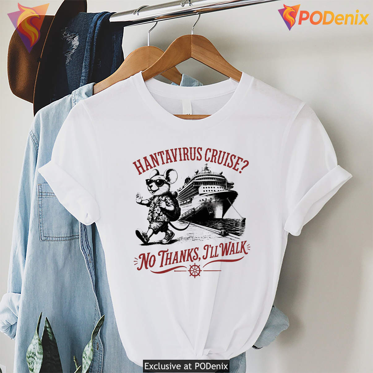 Hanta Virus Cruise No Thanks Shirt Ill Walk Funny Medical Meme Graphic Art
