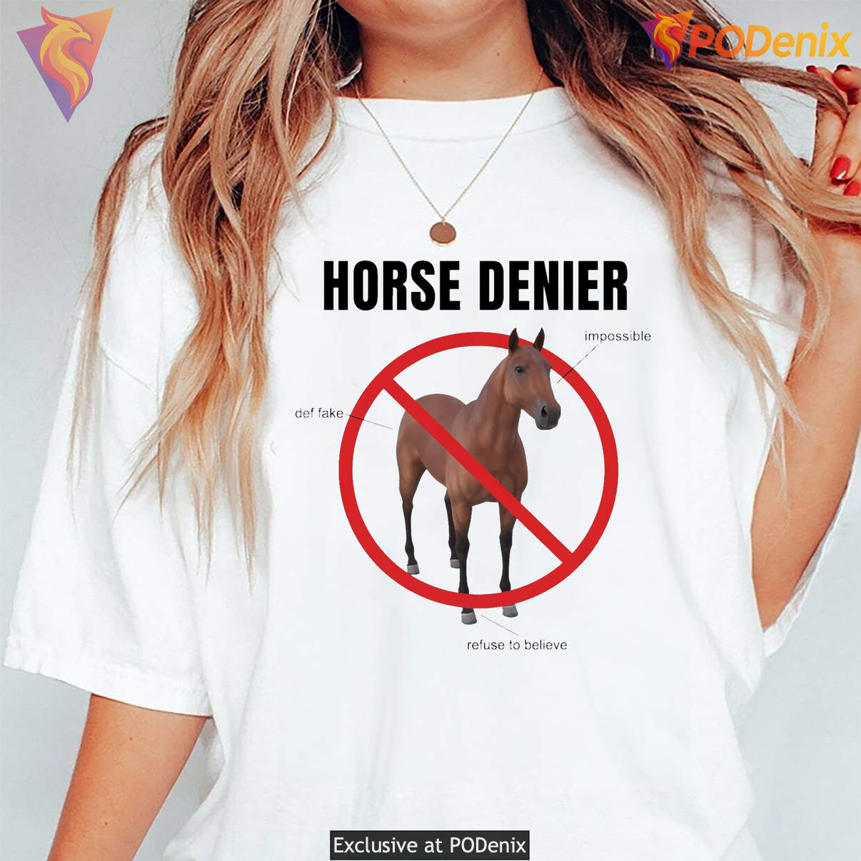 Horse Denier Refuse To Believe Shirt Impossible Def Fake Funny Graphic Men