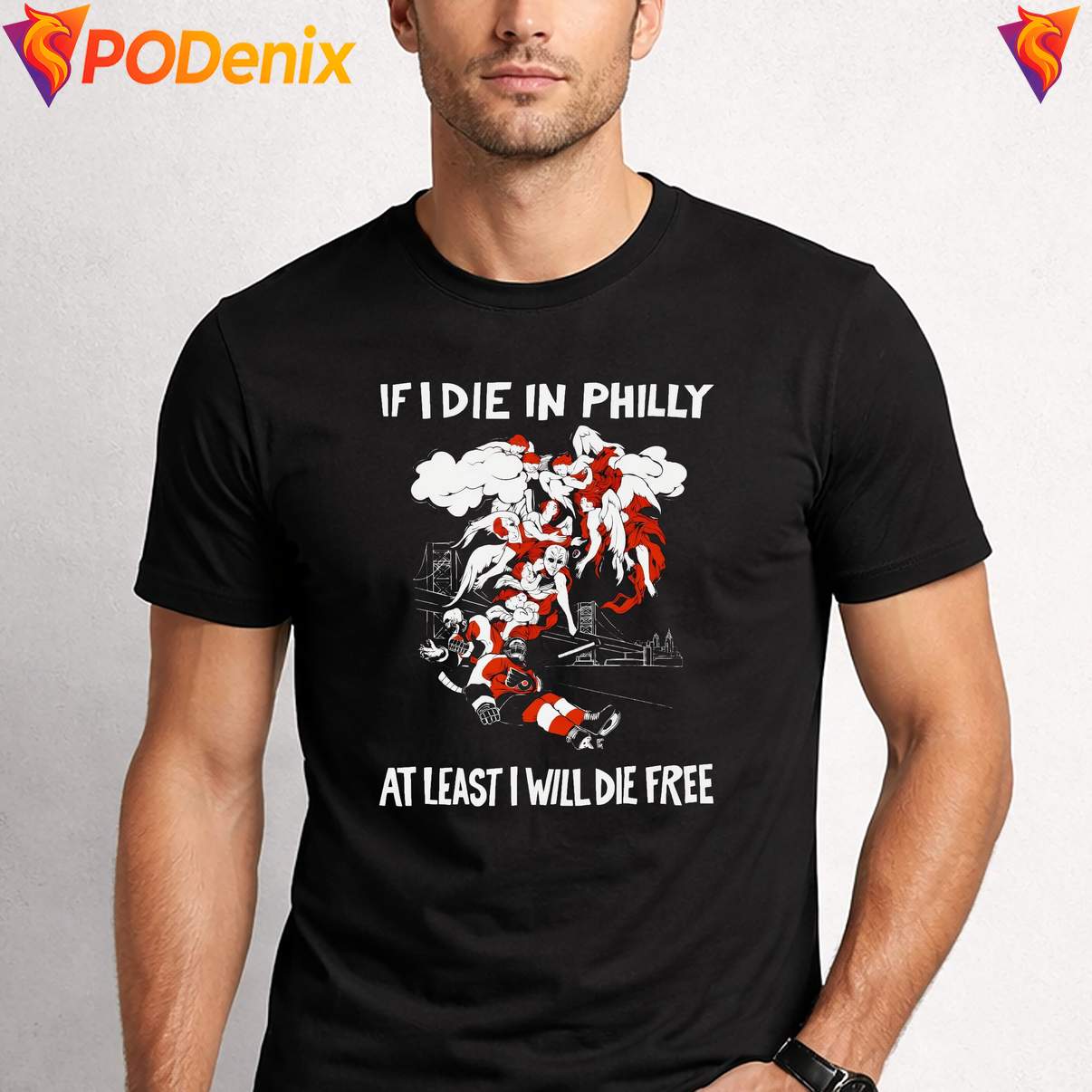 If I Die In Philly Die Free Shirt Philadelphia Flyers Hockey Fan Graphic Men