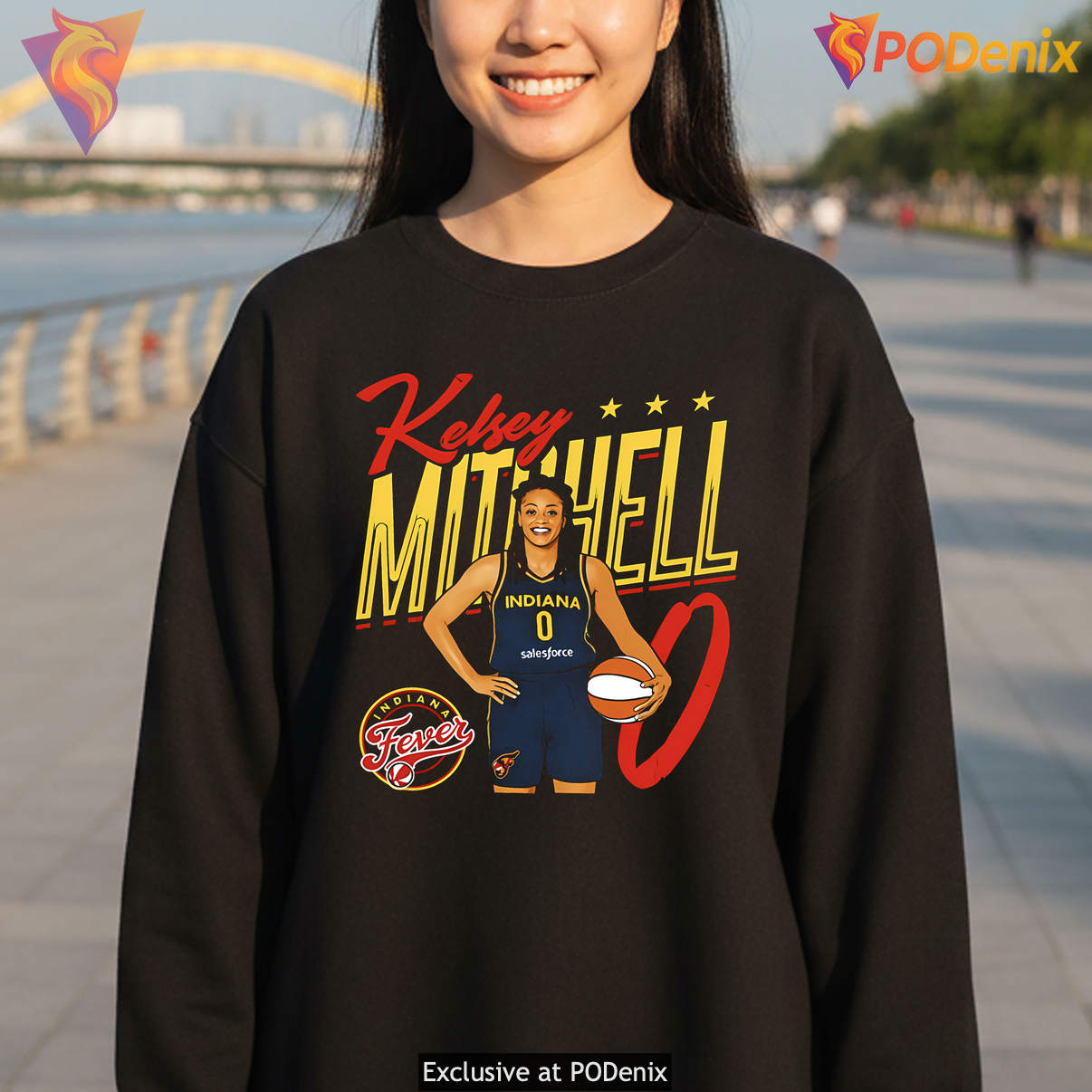 Indiana Fever Basketball Sports Shirt Kelsey Mitchell Number 0 Graphic Fan