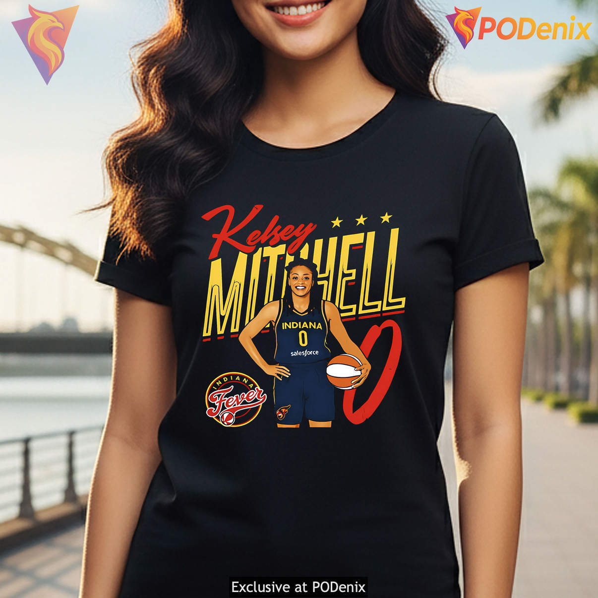 Indiana Fever Basketball Sports Tee Kelsey Mitchell Number 0 Graphic Fan Indiana Fever Basketball Sports Tee Kelsey Mitchell Number 0 Graphic Fan