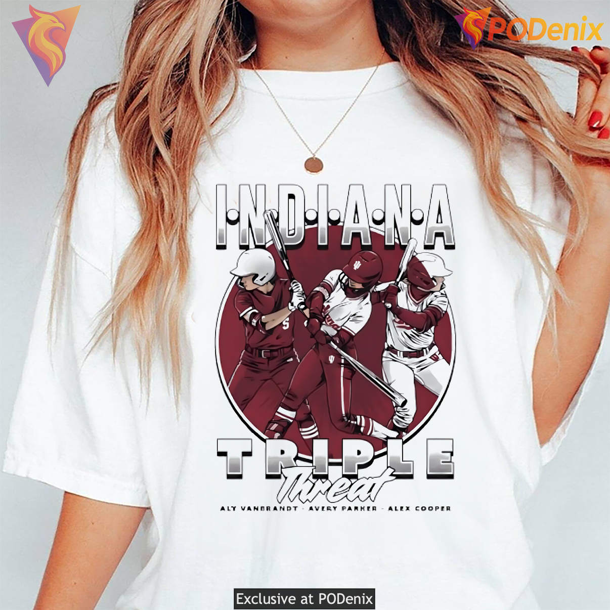 Indiana Hoosiers Triple Threat Tee Softball Sports Fan Graphic Design Art Indiana Hoosiers Triple Threat Tee Softball Sports Fan Graphic Design Art
