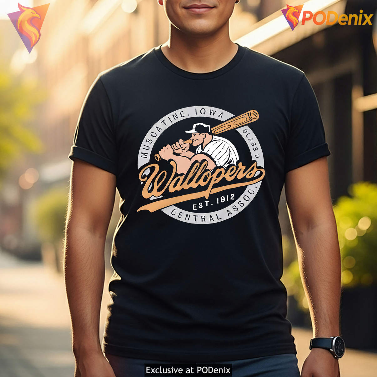 Iowa Vintage Sports Fan Graphic Shirt Muscatine Wallopers Defunct Baseball