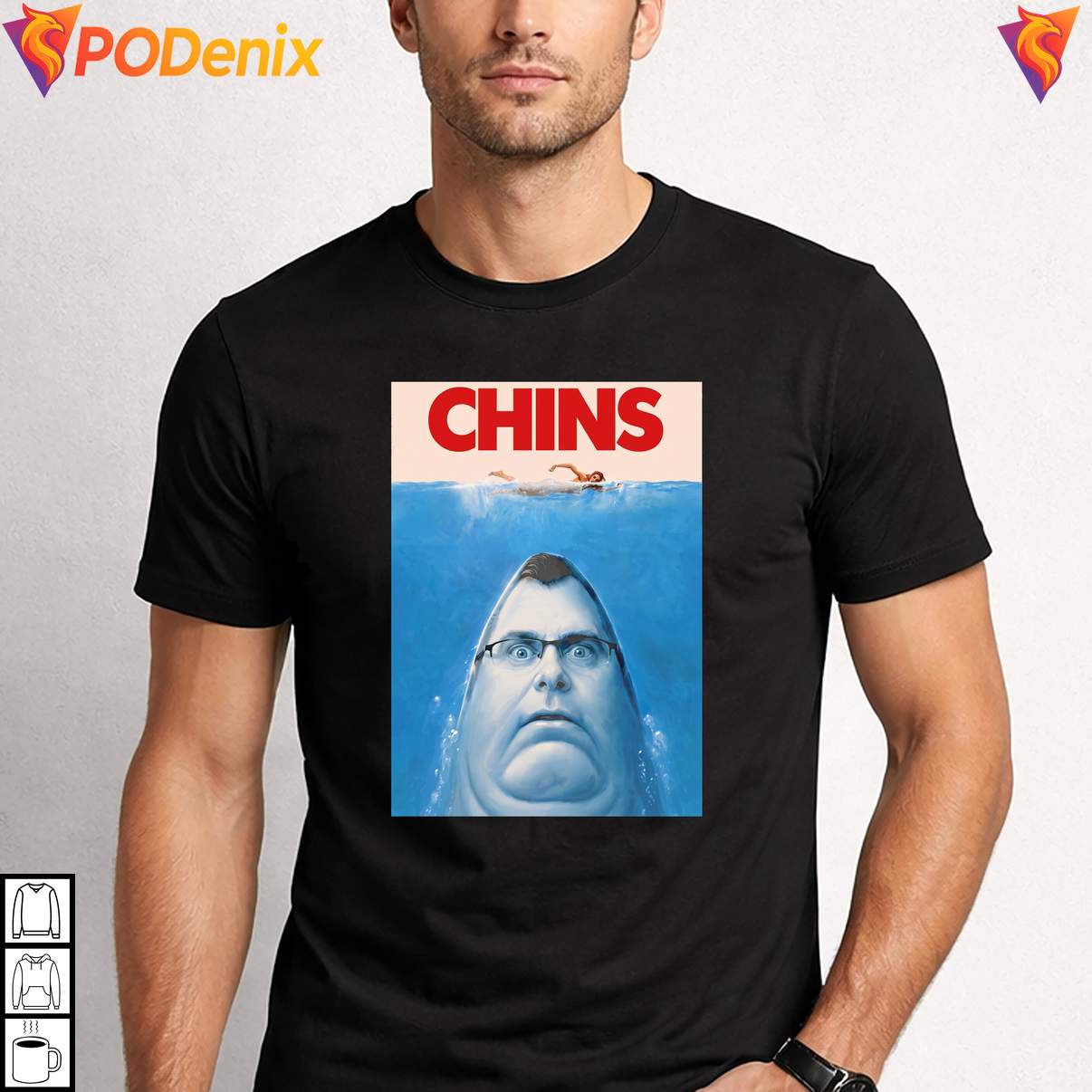 Jaws Need A Bigger Parody Humor Shirt Chins Funny Movie Meme Graphic Mens