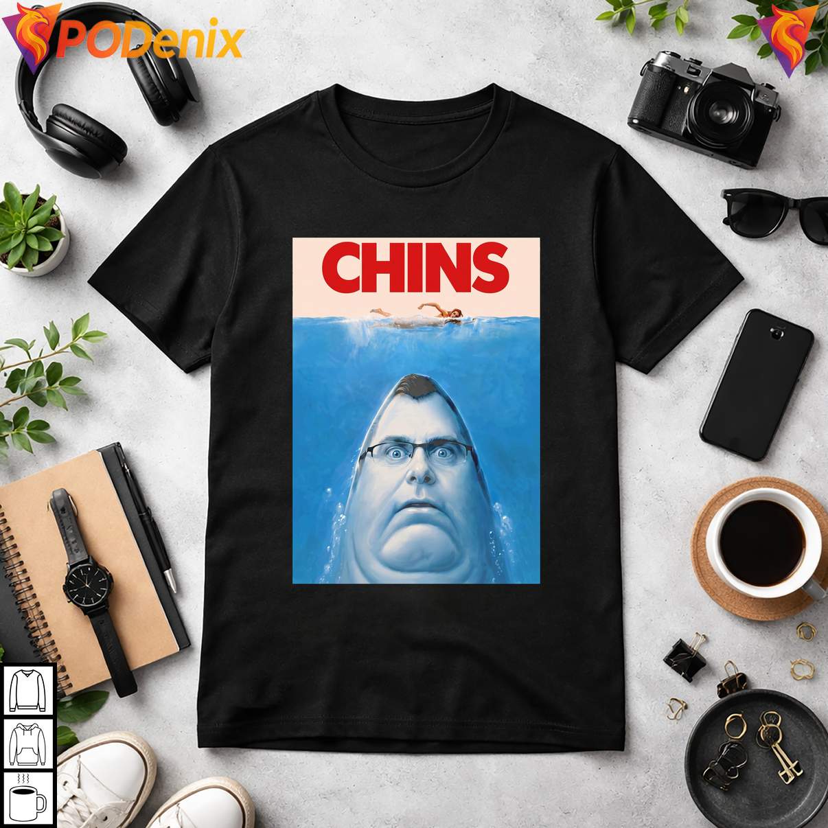 Jaws Need A Bigger Parody Humor Tee Chins Funny Movie Meme Graphic Mens Jaws Need A Bigger Parody Humor Tee Chins Funny Movie Meme Graphic Mens