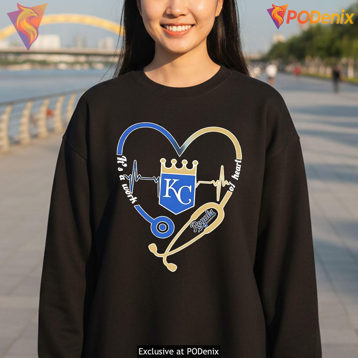 Kansas City Royals Stethoscope Fan Shirt Heartbeat Work Of Heart Graphic