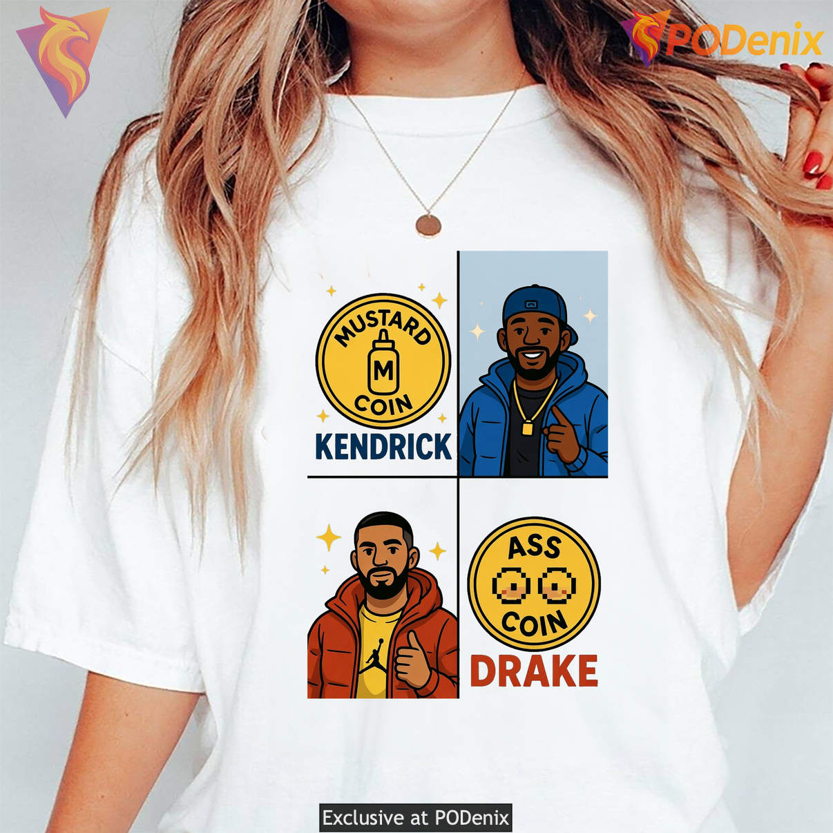 Kendrick Lamar Mustard Coin T-Shirt And Drake Ass Coin Rap Battle Graphic Men Kendrick Lamar Mustard Coin T-Shirt And Drake Ass Coin Rap Battle Graphic Men
