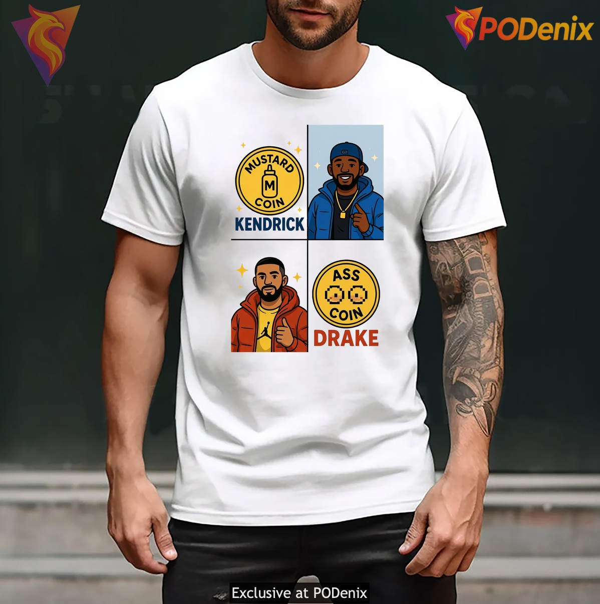 Kendrick Lamar Mustard Coin Tee And Drake Ass Coin Rap Battle Graphic Men Kendrick Lamar Mustard Coin Tee And Drake Ass Coin Rap Battle Graphic Men