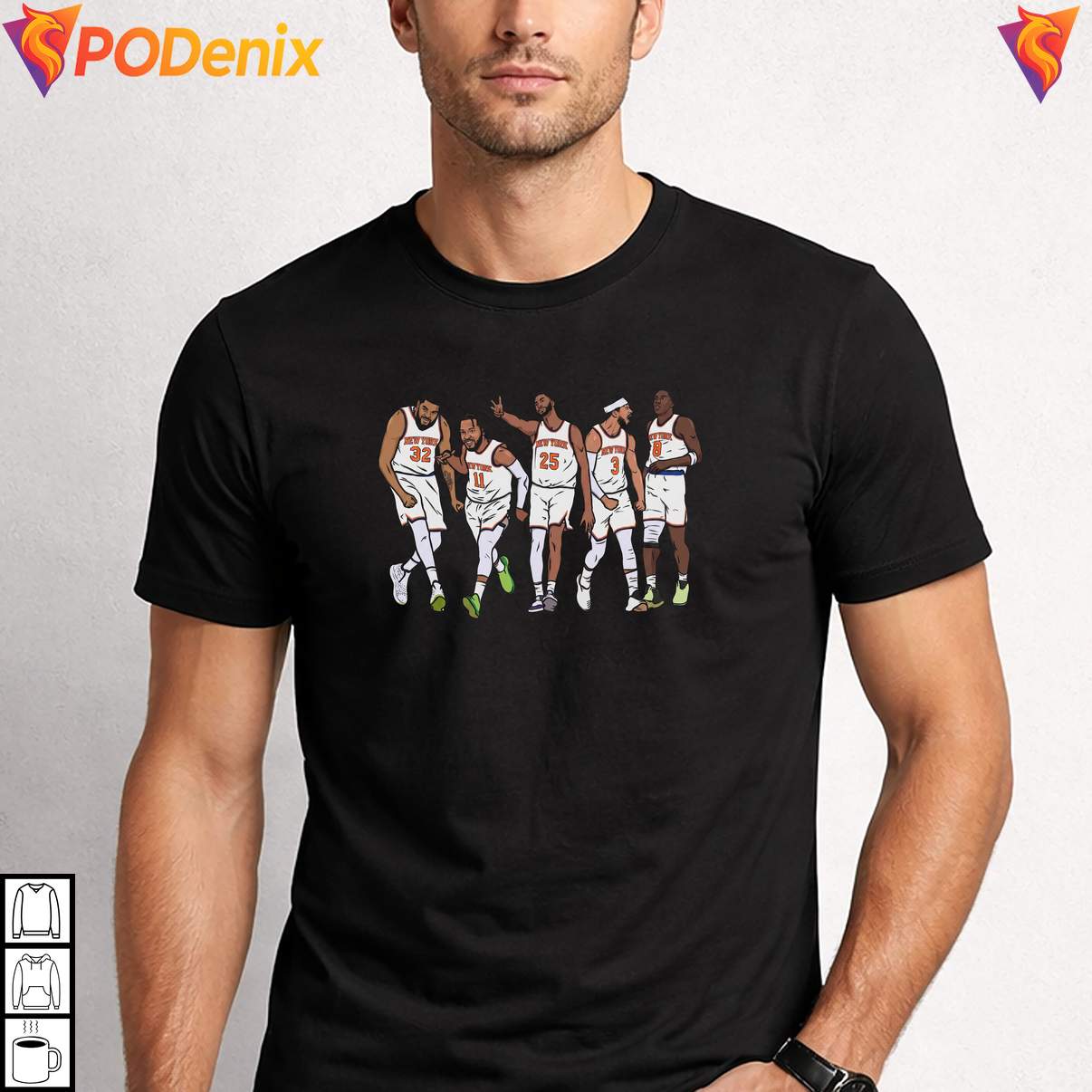 Knicks Team Fan Illustration Shirt Jalen Brunson KAT Josh Hart Basketball Men