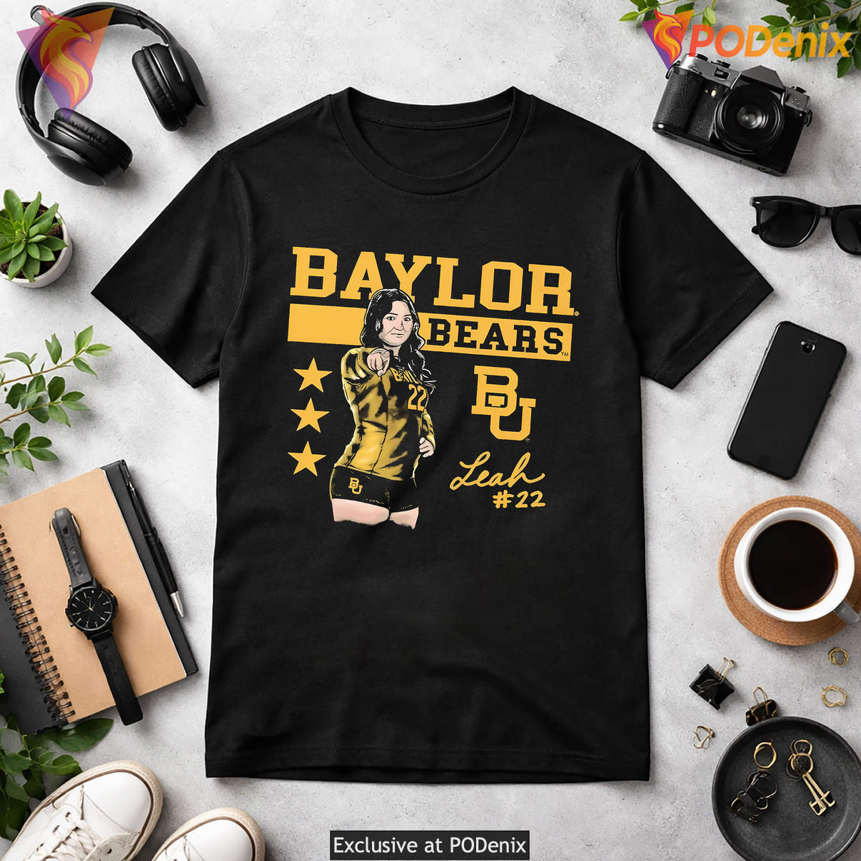 Leah Fredericks Baylor Bears Fan Shirt Illustrated Signature Graphic Casual